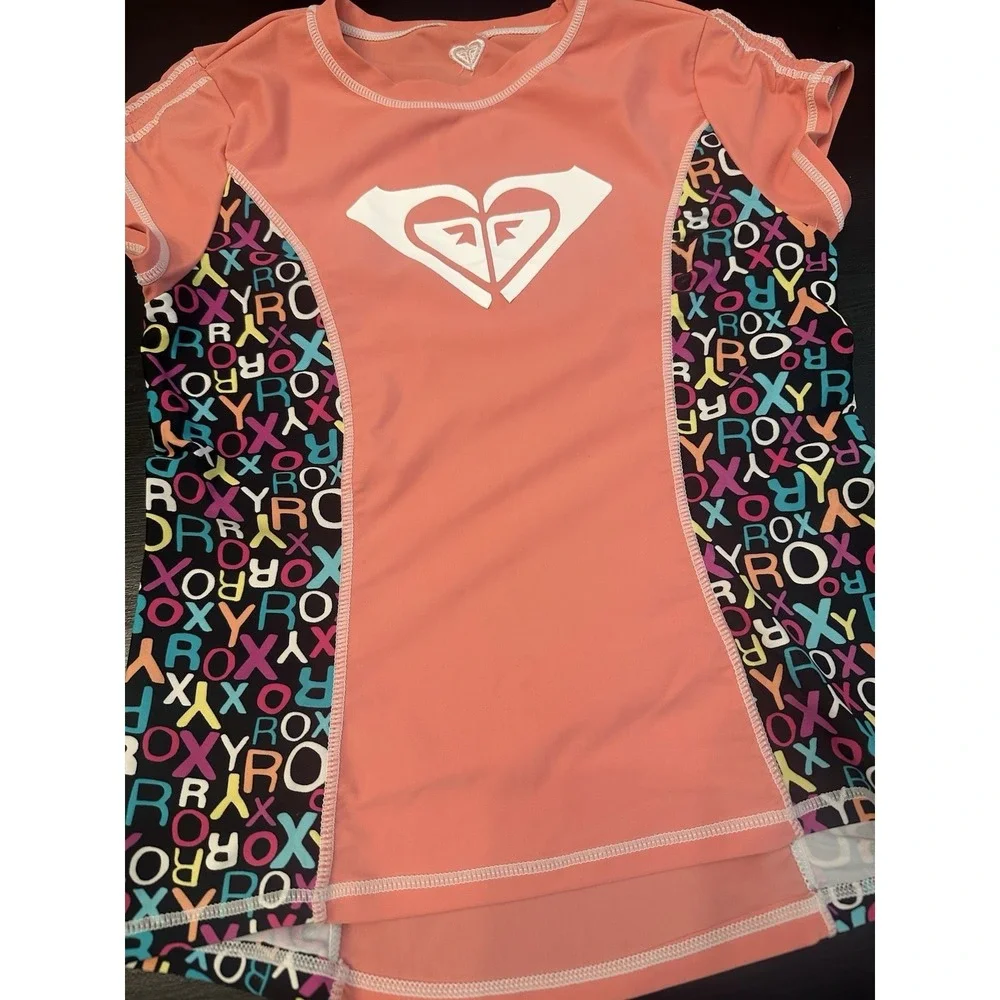 Vtg Y2K Roxy Logo Pink Rashguard Size Small - Picture 3 of 4